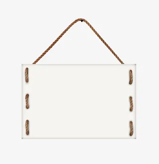 手绘穿线白色木牌匾免抠