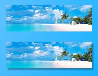 蓝色大海沙滩背景banner高清文艺清新背景