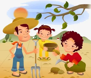 一家人挖坑种树免抠