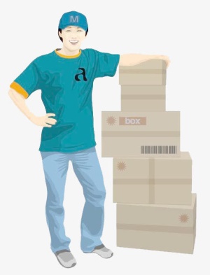 送货搬运快递员免抠