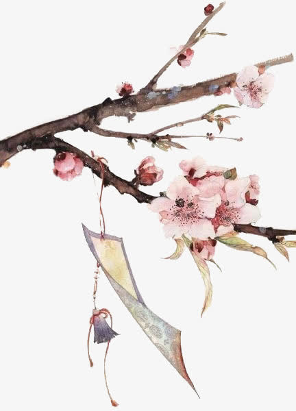 卡通古典素材  卡通手绘桃花免抠