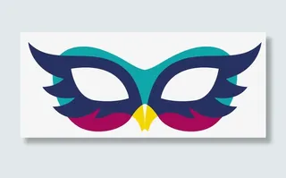 蓝色羽毛紫色舞会面具免抠