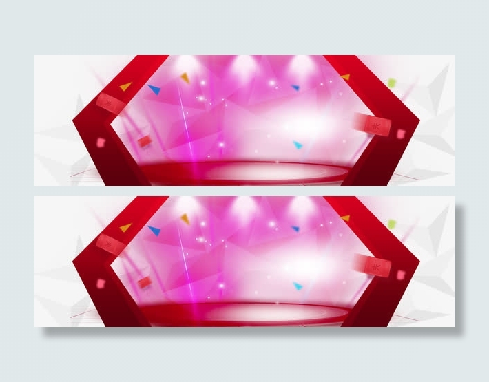 红色舞台漂浮红包三角形免抠