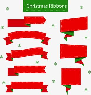 美丽的折纸红色彩带免抠