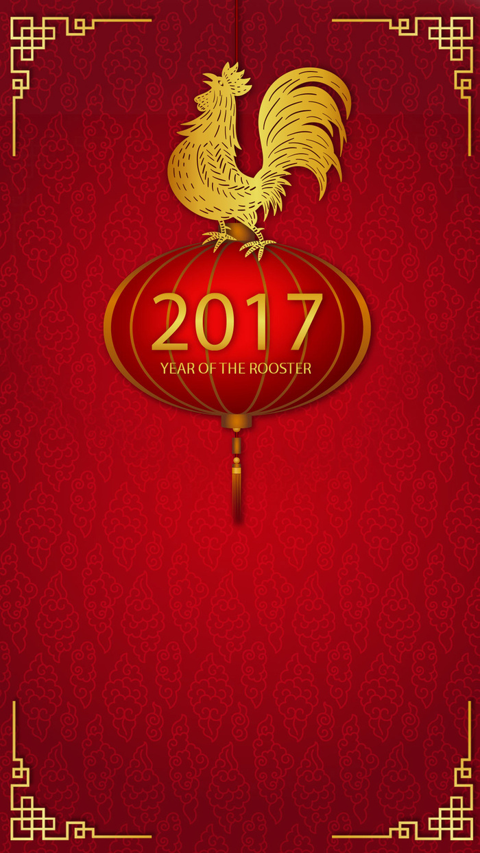 2017鸡年新春红色背景H5背景素材高清