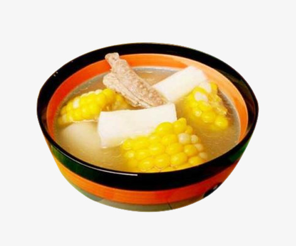 碗里的玉米山药炖排骨免抠
