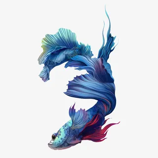 蓝色水彩海鱼简图免抠