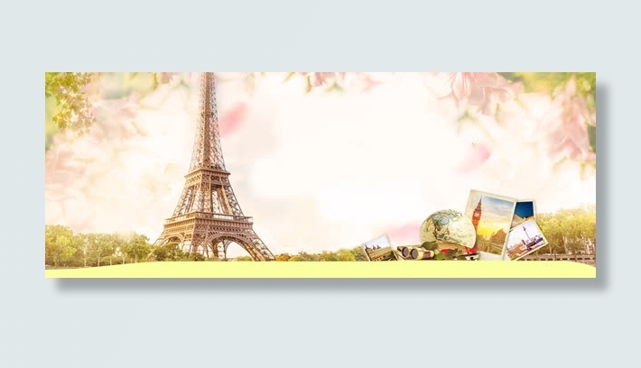 春天出境游轮播海报　免抠