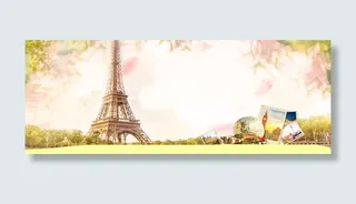 春天出境游轮播海报　免抠