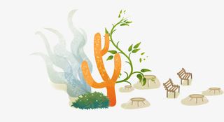 手绘卡通时尚春天美景免抠