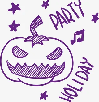 紫色手绘涂鸦南瓜免抠