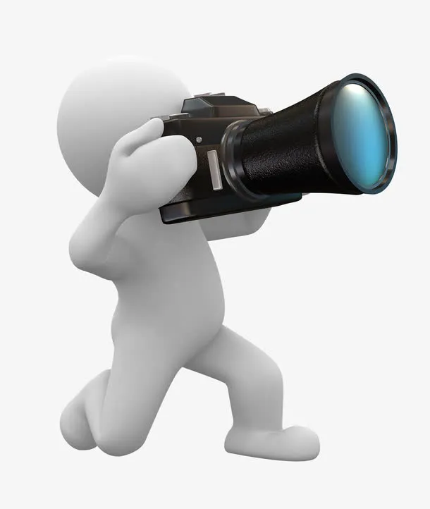 手绘3d小人素描 摄影的小白人免抠