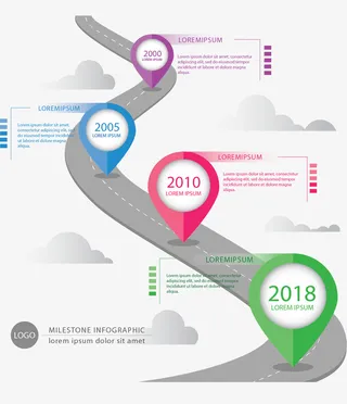彩色气泡路标时间轴免抠标签元素