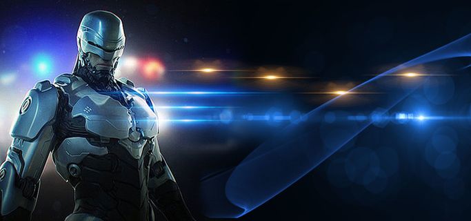 蓝色科技机器人时代海报背景高清