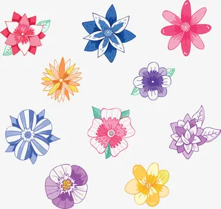 彩色卡通花朵下载免抠