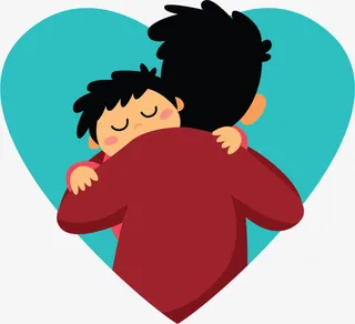 父亲节拥抱孩子的父亲免抠