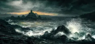 油画风景黑色旅游海报背景高清