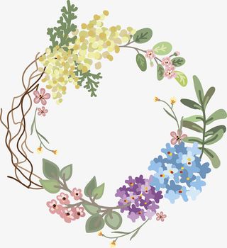 手绘小清新唯美花环免抠