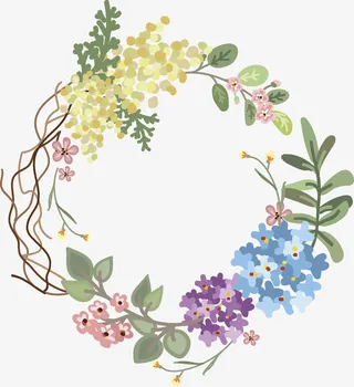 手绘小清新唯美花环免抠