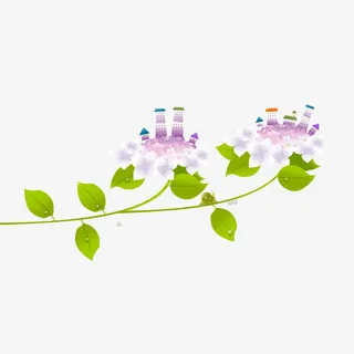 蔓藤绿色树枝免抠