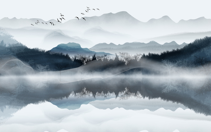 中式抽象山水风景高清