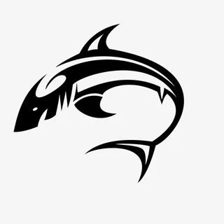 黑色手绘的鲨鱼免抠