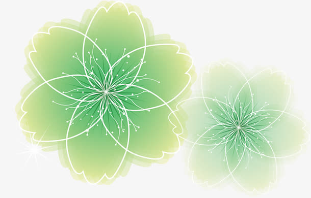 手绘黄绿色纹理花朵免抠