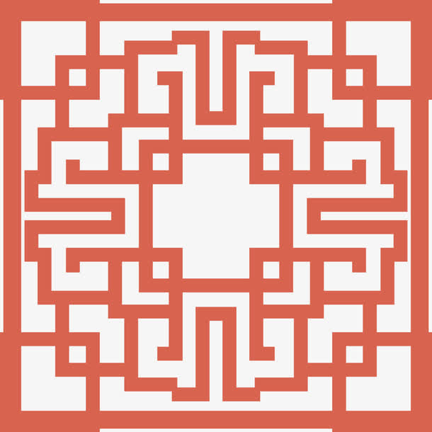 红色门窗剪纸图免抠