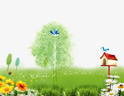 卡通绿色草地免抠