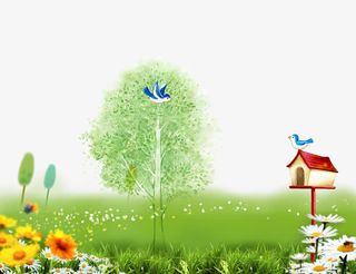 卡通绿色草地免抠