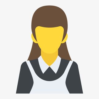 手绘卡通人物无脸头像女服务员免抠