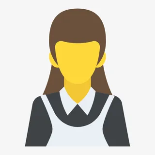 手绘卡通人物无脸头像女服务员免抠