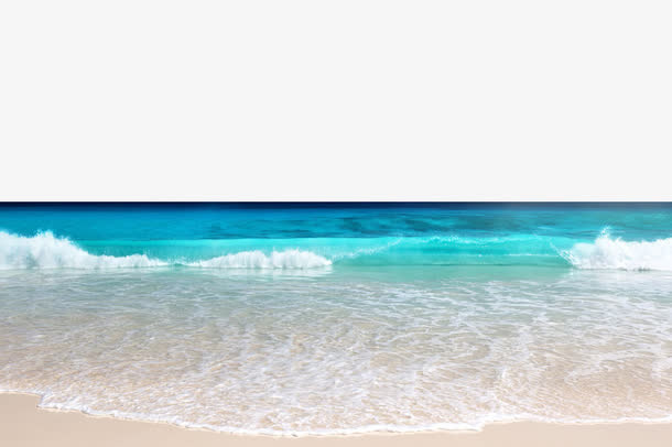 金色沙滩白色海浪免抠