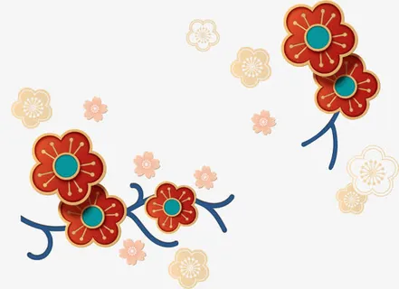渐变春节花漂浮免抠 渐变春节花漂浮免抠