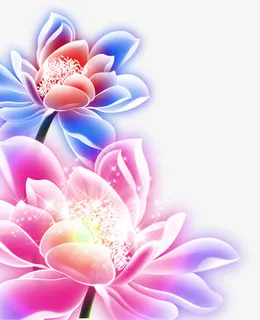 紫色荧光荷花中秋免抠