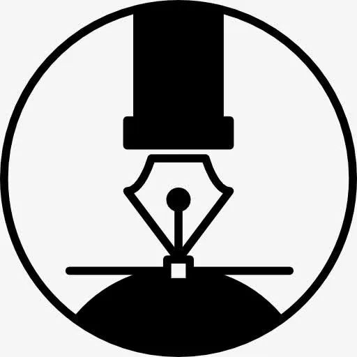 书法笔尖圆形背景图标