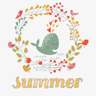 summer夏日鲸鱼小清新装饰免抠