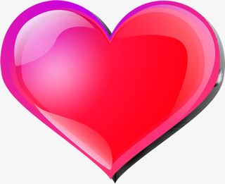 手绘红粉色水晶爱心免抠