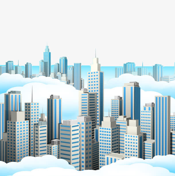 云雾里的城市免抠