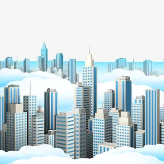 云雾里的城市免抠