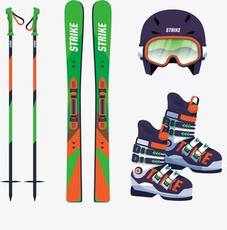 帅气绿色冬季滑雪板免抠