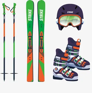 帅气绿色冬季滑雪板免抠