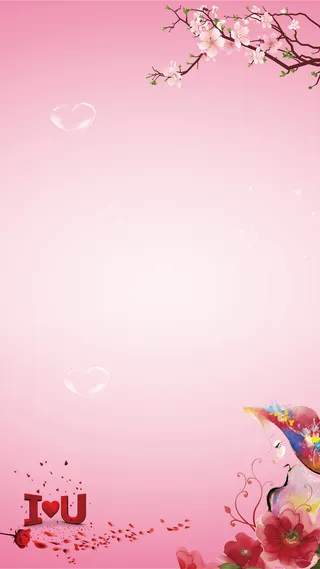 3.8妇女节红色梦幻花瓣H5海报背景下载高清