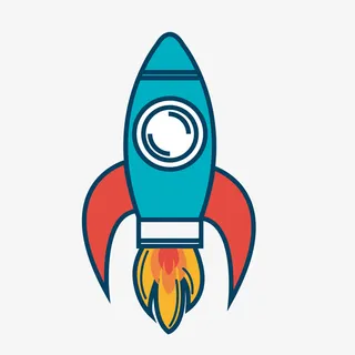 蓝色卡通火箭矢量图免抠