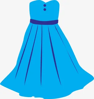 矢量卡通可爱女士蓝色裙子免抠