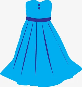 矢量卡通可爱女士蓝色裙子免抠