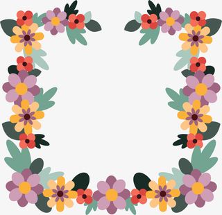 卡通春天花朵边框免抠