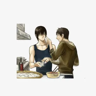 包饺子的动漫男子免抠