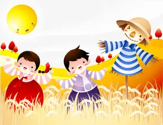 在麦田里的孩子免抠