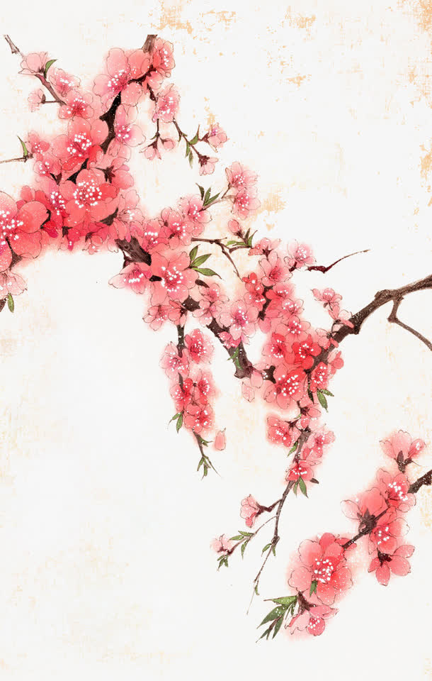 唯美古风水彩插画免抠